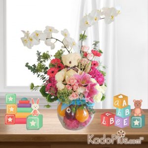 Mixed Flowers Bouquet (Vase) for Babies - KadoPlus Florist Jakarta
