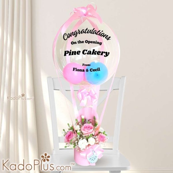 bunga balon box, bunga dan balon flower box, bunga box, rangkaian bunga box, congratulation flower