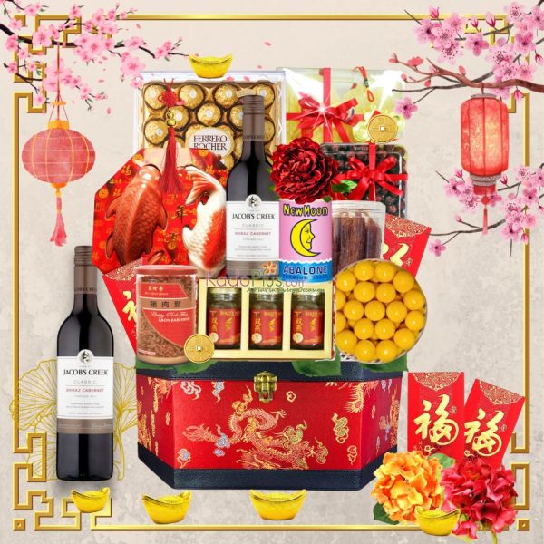 parcel imlek, chinese new year hamper Jakarta Indonesia. Chinese new year bird nest hamper. Royal Fortunes 1