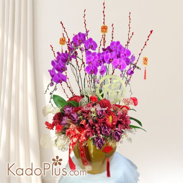 Rangkaian Imlek anggrek Royal Orchids. Chinese new year arrangement Jakarta royal orchids
