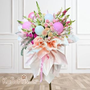 Standing Flower Bouquet, Standing Flower buket, big bouquet standing flower Jakarta Tangerang Depok Bekasi Bogor Pink Balloon